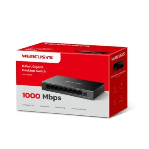 SWITCH | MERCUSYS | MS108GS | SWITCH GIGABIT 8 PUERTOS | CARCASA DE ACERO | MONTAJE ESCRITORIO O PARED