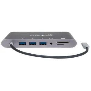DOCKING USB,MANHATTAN,152808,-C 11 PTOS, HDMI/MINI DP/VGA, USB-C PD/3XUSBV3.2, RED/AUDIO/SD/MICRO SD