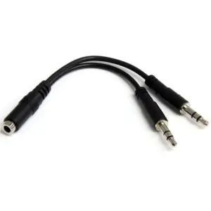 Adaptador Divisor de Audio para Audífonos 2X Mini-Jack de 3.5mm de 3 Pines a Mini-Jack de 4 Pines Auriculares Negro StarTech.com