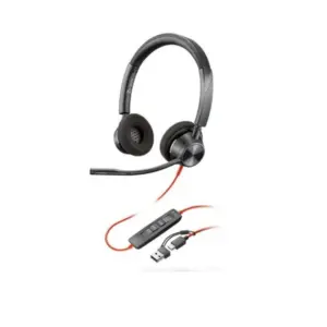 DIADEMA HP POLY 8X229A6 BLACKWIRE C3225 | ALAMBRICA BINAURAL USB-A USB-C Y 3,5 MM REDUCCION DE RUIDO CON MICROFONO CONTROL EN EL CABLE COLOR NEGRO CON NARANJA