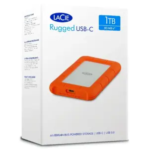 DISCO DURO EXTERNO LACIE RUGGED USB-C 1TB 2.5 PORTATIL USB 3.1 NARANJA-PLATA WINDOWS MAC CONTRAGOLPES AGUA Y POLVO