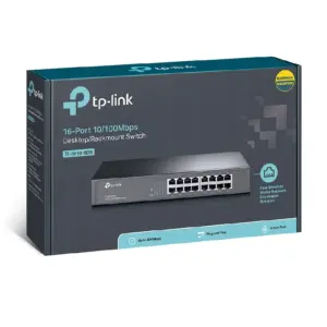 SWITCH | TP-LINK | TL-SF1016DS | 16 PUERTOS RJ45 10/100 MBPS | NO ADMINISTRABLE | PARA ESCRITORIO O RACK DE 13 PULGADAS