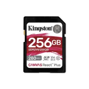 MEMORIA FLASH SD KINGSTON SDXC CANVAS REACT PLUS 256GB 280R/150W UHS-II U3 V60 SDR2V6/256GB