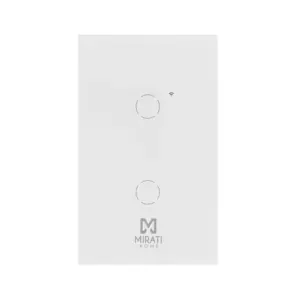 Apagador Inteligente de Pared Mirati de 2 Apagadores Touch WiFi 2.4Hz Bluetooth, Compatible con Android E Ios