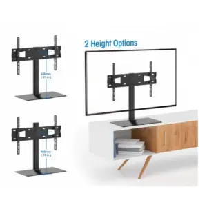 SOPORTE TV,MANHATTAN,462297, P/MESA 45KG, 32 A 65 ALTURA AJUSTABLE, BASE DE VIDRIO