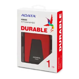 DISCO DURO EXTERNO ADATA HD650 1TB PORTATIL 2.5 USB 3.2 WINDOWS MAC LINUX CONTRAGOLPES COLOR ROJO AHD650-1TU31-CRD