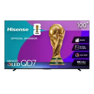 TELEVISION 100 PULGADAS QLED HISENSE 100QD7N SMART GOOGLE TV, UHD 4K, DOLBY VISION, DOLBY ATMOS, WIFI