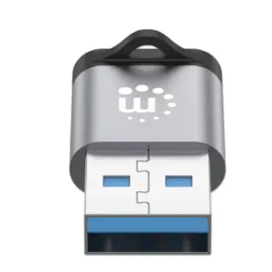 Adaptador Manhattan 356305 USB-C V3.2 GEN1 Am-Ch 5GBPS 3A Aluminio Gris Espacial-Negro