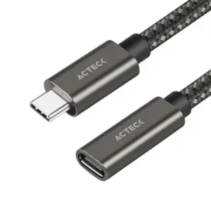 CABLE ACTECK EXTENSION LINK PLUS CE414 / USB C - USB C 3.1 / 60 CM / 4K A 60 HZ / 10 GBPS / NYLON TRENZADO / MACHO A HEMBRA / NEGRO / AC-939782