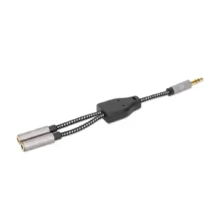 Adaptador Manhattan 356114 Audio 3.5mm 1 M a 2 H 15cm Conecta Dos Audífonos a un Jack de 3.5mm Aluminio Negro, P