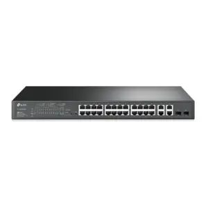 SWITCH TP-LINK TL-SL2428P 24 PUERTOS RJ45 10/100 MBPS POE CON 2 PUERTOS RJ45 GIGABIT Y 2 RANURAS SFP GIGABIT COMBO NO ADMINISTRABLE PARA RACK 19 PULGADAS