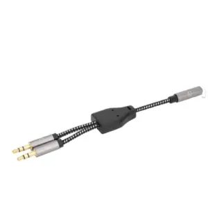 Adaptador Manhattan.356121 Audio 3.5mm 1 H a 2 M 15cm Cable Que Divide Audio para Audifono y Mic Aluminio Plateado