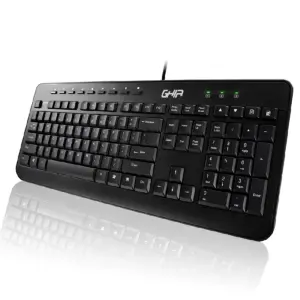 Ghia, Kit Teclado y Mouse, Alámbrico, Ergonomicos, Multimedia, USB, Color Negro