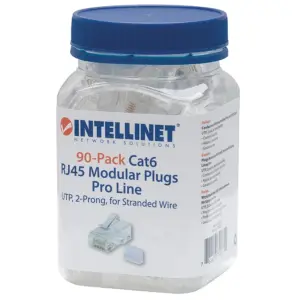 PLUG RJ45,INTELLINET,790611, CAT 6 UTP MULTIFILAR PRO 90 PZAS