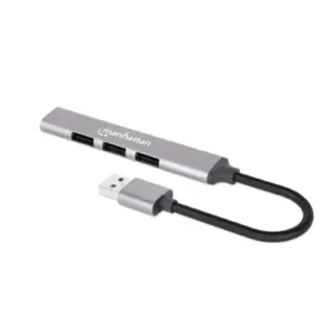 HUB USB,MANHATTAN,168427, V2.0 3 PTOS Y V3.0 1 PTO, ALUMINIO GRIS ESPACIAL