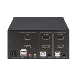 MUX KVM,MANHATTAN,153522, HDMI DOBLE MONITOR 2:1,  4K@30MHZ USB2.0 AUDIO