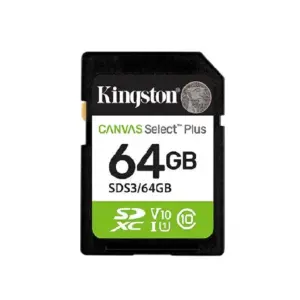 MEMORIA FLASH SD KINGSTON SDXC CANVAS SELECT 64GB 100MB/S C10 UHS-I U1 V10 (SDS3/64GB)