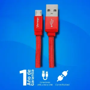 CABLE USB VORAGO CAB-113 USB 2 A MICRO USB 1METRO BOLSA ROJO