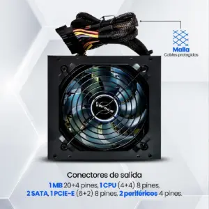 FUENTE DE PODER / VORAGO START THE GAME / PSU-200 ILUMINADA 600WATTS 2 X SATA CAJA