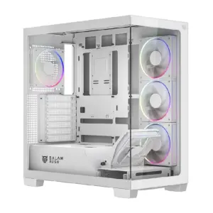 GABINETE GAMER BALAM RUSH TANK POLAR 7900 / MEDIA TORRE / ATX - M-ATX - ITX / VENTILADORES INCLUIDOS / CRISTAL TEMPLADO / SOPORTE PARA ENFRIAMIENTO LIQUIDO / ILUMINACION ARGB / BLANCO / BR-941488