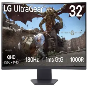 MONITOR LG ULTRAGEAR 32GS60QC GAMER CURVO QHD 31.5,PANEL VA, 2560X1440, 180HZ, TR 1MS, CURVATURA 1000R, HDR10, AMD FREESYNC, ASPECTO 16:09, CONTRASTE 3000:1, DISPLAYPORT, HDMI, MONTAJE 100X100