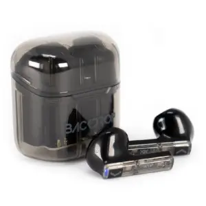 AUDIFONOS INALAMBRICOS TWS BACKDROP TRANSPARENTES/10M / TACTIL COLOR NEGRO