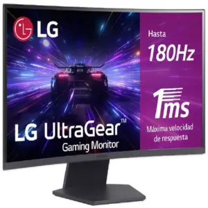 MONITOR PC LG 27GS60QC-B GAMING ULTRAGEAR 27 CURVO QHD, AMD FREE SYNC, 180HZ, PANEL VA, ASPECTO 16:9, 2560X1440, TR 1MS, 3000:1, CURVATURA 1000R, HDMI, DISPLAYPORT, HDR10, MONTAJE PARED 100X100 MM.