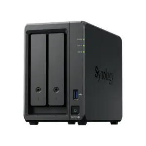 NAS Synology Ds725+ 2 Bahías Núcleo Doble Hasta 3.1 GHz 1 Pto LAN Giga 1 Pto LAN 2.5Gbe-4 GB DDR4 Hot-Swap-Soporta 40 TB