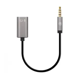 Adaptador Audio Manhattan 356107 3.5mm Trrs 1 M a 2 H 20cm Divide Audio para Audifono y Mic Negro