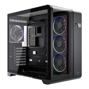 GABINETE GAMER BALAM RUSH TANK EXPERT CURVE 7400 / MEDIA TORRE / ATX - M-ATX - ITX / CRISTAL TEMPLADO / PANTALLA DE MONITOREO / SOPORTE PARA ENFRIAMIENTO / ILUMINACION ARGB / NEGRO / BR-941594