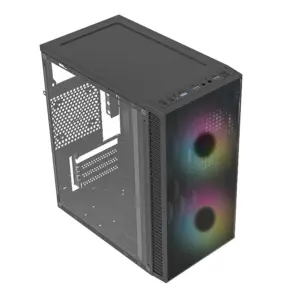 GABINETE ACTECK FUJI GC470 / MINI TORRE / MICRO ATX , MINI ITX / FUENTE 500W / VENTILADOR RGB / PANEL ACRILICO, METAL / NEGRO / AC-935838