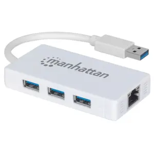 ADAPTADOR USB,MANHATTAN,507578, V3.0 A RED GB  + HUB 3 PTOS MH