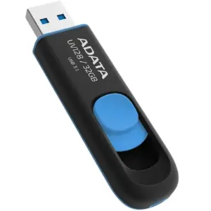 MEMORIA ADATA 32GB USB 3.2 UV128 RETRACTIL NEGRO-AZUL (AUV128-32G-RBE)