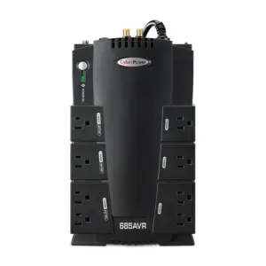 NO BREAK CYBERPOWER CP685AVR 685VA/ 390 WATTS, INTERACTIVO,TORRE, 8 NEMA 5-15R, 4 RESPALDO Y 4 SUPRESIN, 3 AÑOS DE GARANTA, INCLUYENDO BATERA.