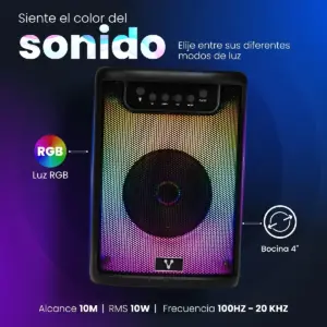 MINI BAFLE / VORAGO / KSP-205, NEGRO 4 TWS BLUETOOTH RECARGABLE RGB