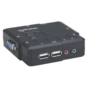 SWITCH KVM ,MANHATTAN,151252, DESKTOP USB 2:1 CON CABLES+AUDIO