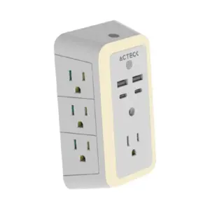 Cargador de Pared Acteck Energon Lumina CP515, 11 en 1, 7 X Tomacorriente, 2 USB, 2 Tipo C, Resistente al Fuego