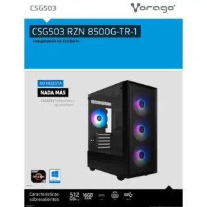 Computadora Vorago CSG503 Ryzen 5 8500G 16GB 512GB M.2 Nodvd 600W Win Trial