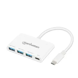 HUB USB-C,MANHATTAN,168434, 3 PTOS A + 1 PTO C PD, 5GBPS, BLANCO