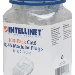 PLUG RJ45,INTELLINET,502344, CAT 6 UTP MULTIFILAR 100 PZAS