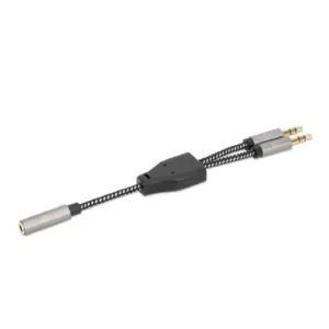 Adaptador Manhattan.356121 Audio 3.5mm 1 H a 2 M 15cm Cable Que Divide Audio para Audifono y Mic Aluminio Plateado