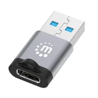 Adaptador Manhattan 356305 USB-C V3.2 GEN1 Am-Ch 5GBPS 3A Aluminio Gris Espacial-Negro