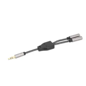 Adaptador Manhattan 356114 Audio 3.5mm 1 M a 2 H 15cm Conecta Dos Audífonos a un Jack de 3.5mm Aluminio Negro, P