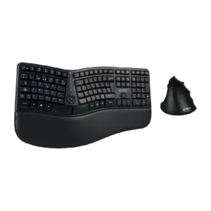 KIT ACTECK CREATOR VIRTUOS FITT MK770 / TECLADO Y MOUSE VERTICAL / INALAMBRICO / RECEPTOR USB / RECARGABLE / 118 TECLAS / ESPAÑOL / MULTIMEDIA / OPTICO / 2400 DPI AJUSTABLE / NEGRO / AC-936248