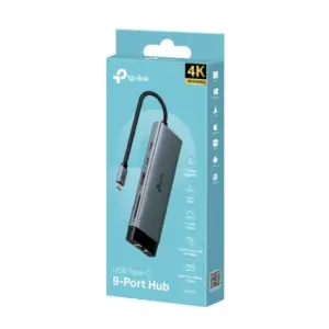 ADAPTADOR HUB | TP-LINK | UH9120C | 9 EN 1 | 1 PUERTO USB-C ENTRADA | 1 PUERTO HDMI 4K | 1 PUERTO ETHERNET GIGABIT | 1 PUERTO SD | MICROSD | 1 PUERTO USB-C | 3 PUERTOS USB-A