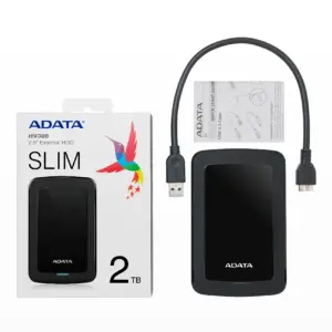 DISCO DURO EXTERNO ADATA HV300 2TB PORTATIL 2.5 USB 3.2 WINDOWS MAC LINUX DASHDRIVE SLIM COLOR NEGRO AHV300-2TU31-CBK