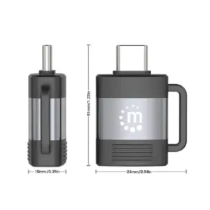Adaptador Manhattan 356312 USB-C V3.2 GEN1 Cm-Ah 5GBPS 3A Aluminio Gris Espacial-Negro