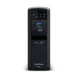 NO BREAK CYBERPOWER (CP1500PFCLCDA) 1500 VA /1000 W, INTERACTIVO, ONDA SENOIDAL PURA (PFC),12 × NEMA 5-15R, (6 RESPALDO Y 6 SUPRESIÓN),TORRE, GARANTÍA 3 AÑOS INCLUYE BATERÍA