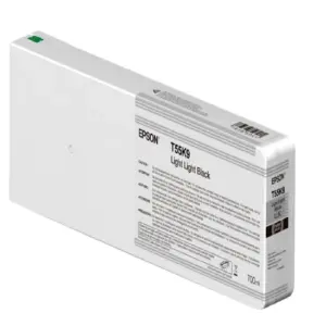 CARTUCHO EPSON MODELO T55K ULTRACHROME HD / HDX NEGRO CLARO CLARO, PARA PLOTTER P6000/ P7000/ P8000/ P9000 700 ML