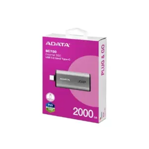UNIDAD DE ESTADO SOLIDO EXTERNO 2TB ADATA SC750 PORTATIL USB TIPO C NEGRO WINDOWS MAC LINUX ANDROID PS4/5 XBOX SERIES X S (SC750-2000G-CCBK)